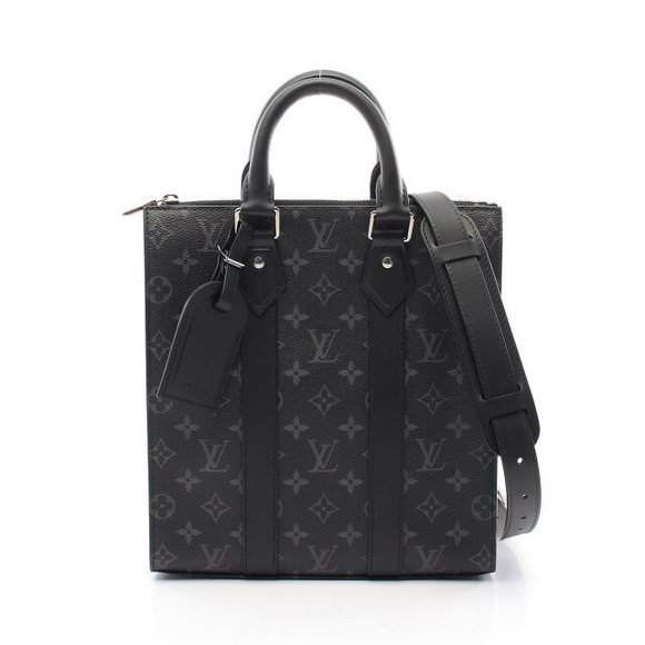 Louis Vuitton Sac Plat Cross Handbag Bag Leather Monogram Eclipse Black - Picture 1 of 5